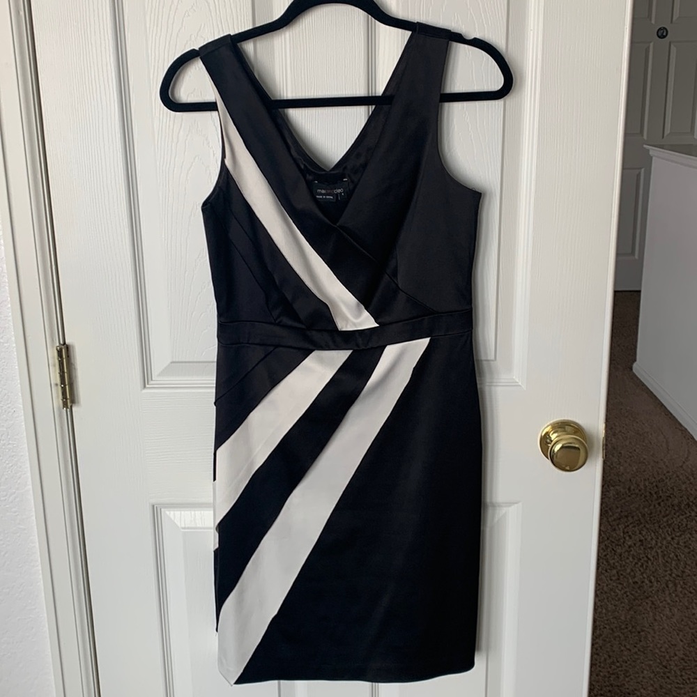 Black and white v neck mini dress